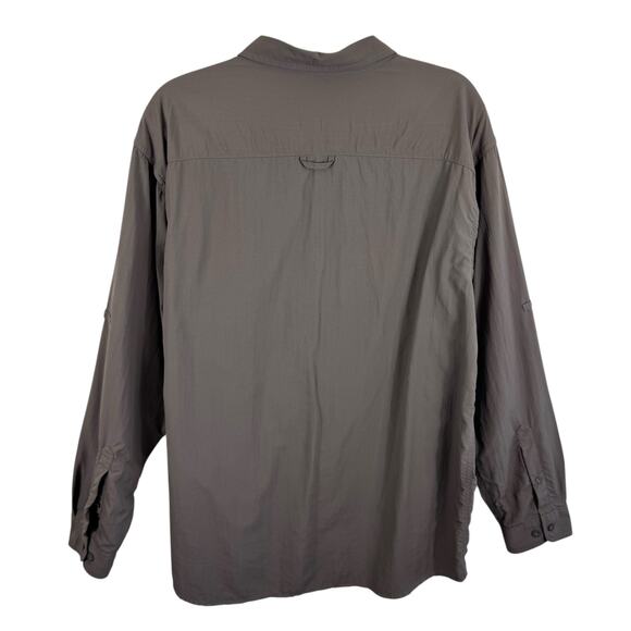 Columbia Omni-Shade Sun Protection Nylon Brown Long Sleeve Button Up Mens Sz XL - Picture 2 of 6